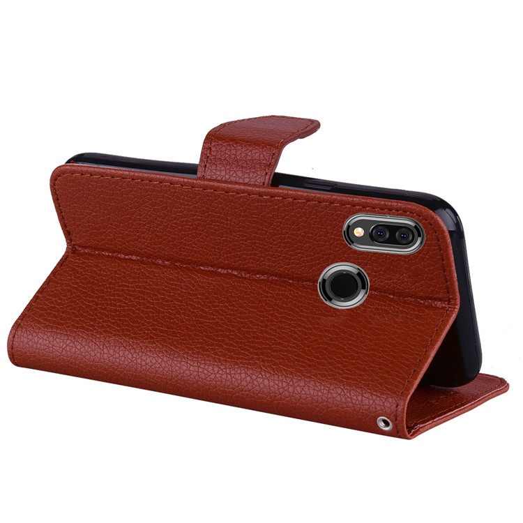 Litchi Grain PU Leather Stand Wallet Cell Phone Case for Huawei P20 Lite/Nova 3e - Brown-6