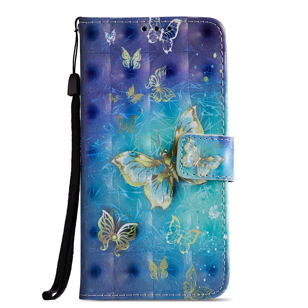 Pattern Printing Wallet Stand Leather Case for Huawei P20 - Butterfly-2