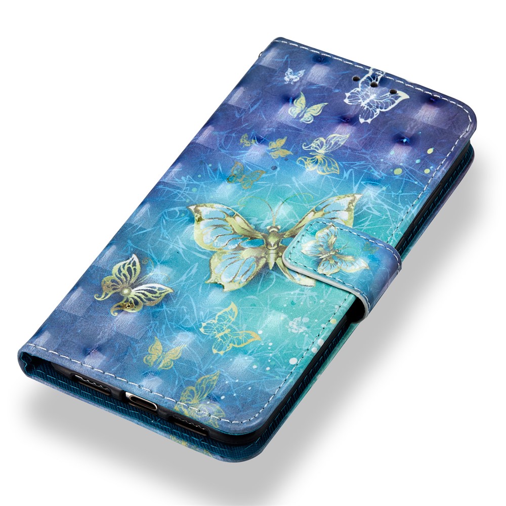 Pattern Printing Wallet Stand Leather Case for Huawei P20 - Butterfly-4