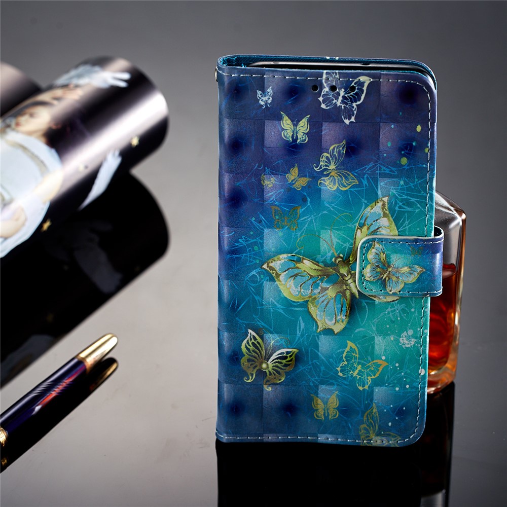 Pattern Printing Wallet Stand Leather Case for Huawei P20 - Butterfly-7