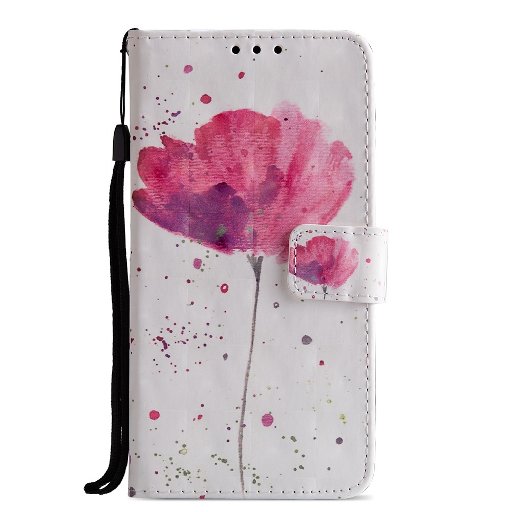 Pattern Printing Wallet Stand Leather Cover for Huawei P20 - Flower-2