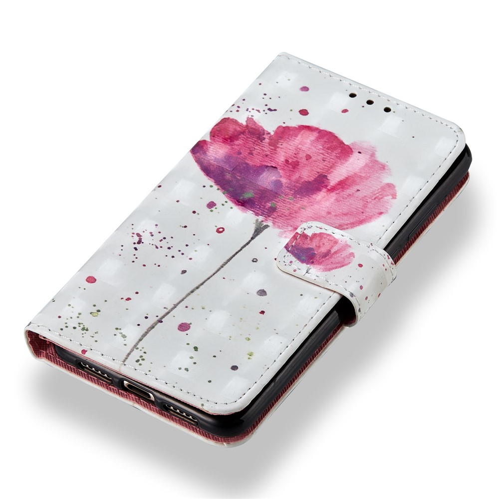 Pattern Printing Wallet Stand Leather Cover for Huawei P20 - Flower-4
