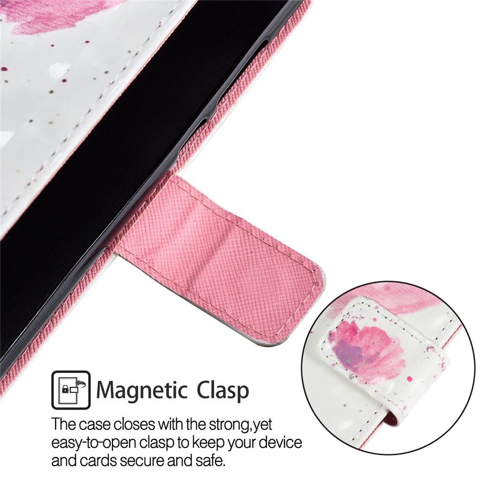 Pattern Printing Wallet Stand Leather Cover for Huawei P20 - Flower-6