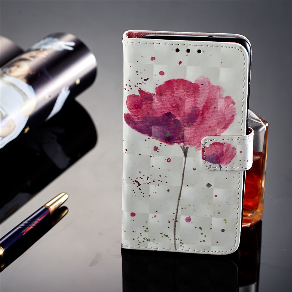 Pattern Printing Wallet Stand Leather Cover for Huawei P20 - Flower-7