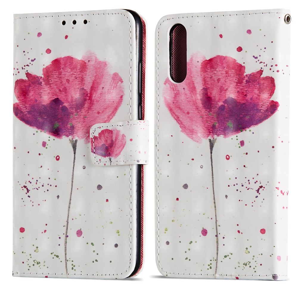 Pattern Printing Wallet Stand Leather Cover for Huawei P20 - Flower-8