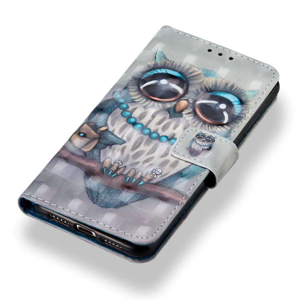 Pattern Printing Wallet Leather Flip Stand Phone Cover for Huawei P20 - Owl on the Branch-4