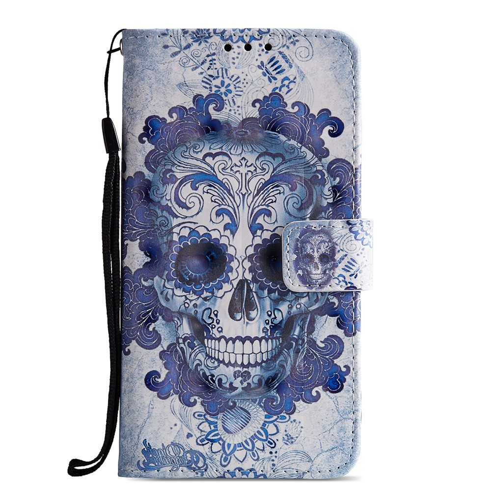 Pattern Printing PU Leather Magnetic Wallet Cell Phone Cover for Huawei P20 - Cool Skull-2