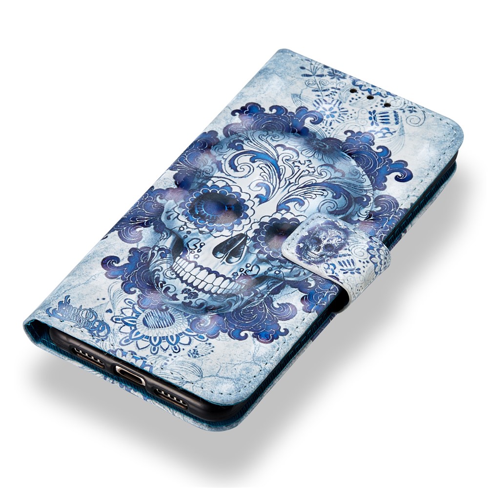 Pattern Printing PU Leather Magnetic Wallet Cell Phone Cover for Huawei P20 - Cool Skull-4