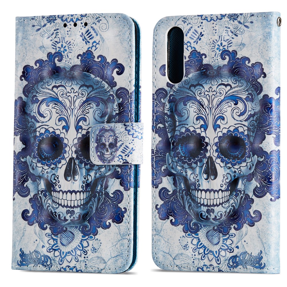 Pattern Printing PU Leather Magnetic Wallet Cell Phone Cover for Huawei P20 - Cool Skull-8