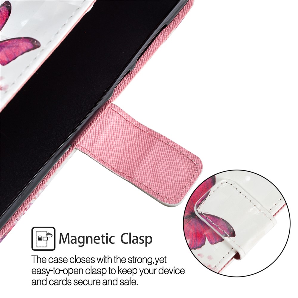 Pattern Printing Wallet Stand Leather Shell for Huawei P20 - Butterfly and Flower-6