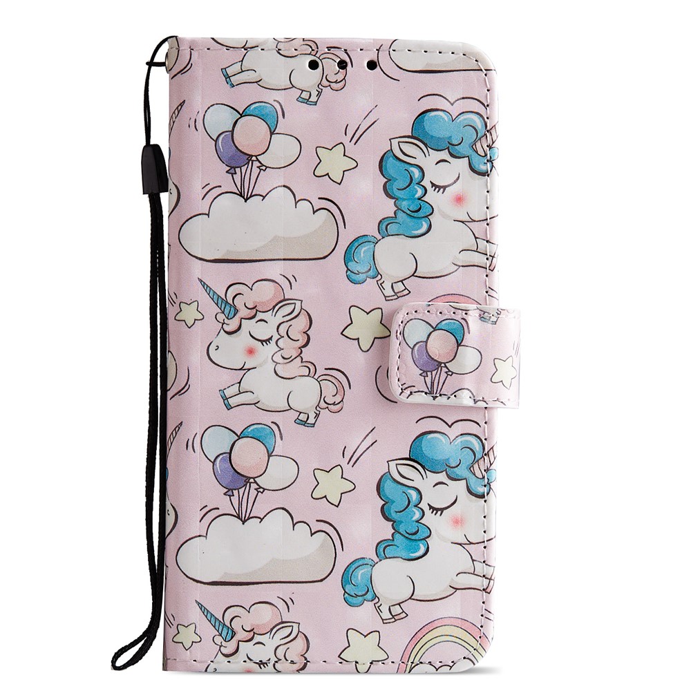 Pattern Printing Leather Wallet Stand Mobile Shell for Huawei P20 - Unicorn-2