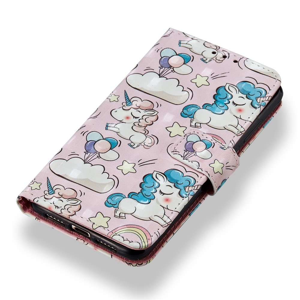 Pattern Printing Leather Wallet Stand Mobile Shell for Huawei P20 - Unicorn-4