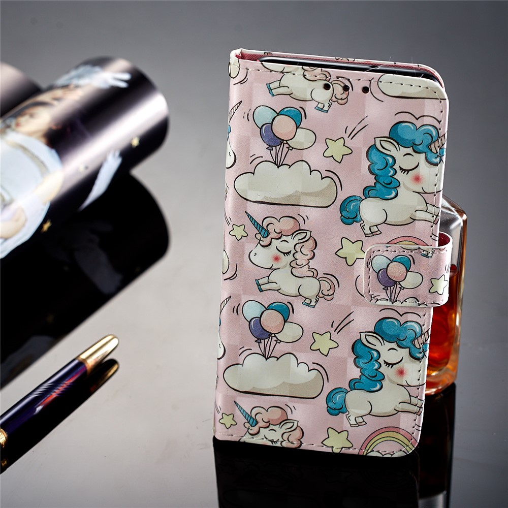 Pattern Printing Leather Wallet Stand Mobile Shell for Huawei P20 - Unicorn-7