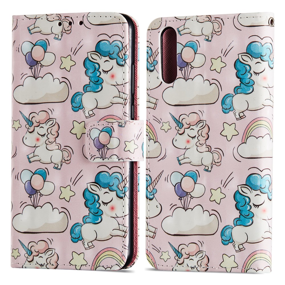 Pattern Printing Leather Wallet Stand Mobile Shell for Huawei P20 - Unicorn-8
