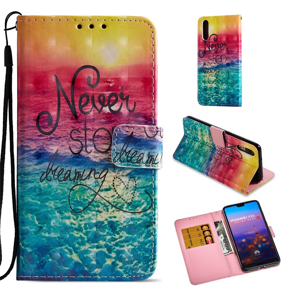 Pattern Printing PU Leather Protection Mobile Phone Shell for Huawei P20 - Never Stop Dreaming-1