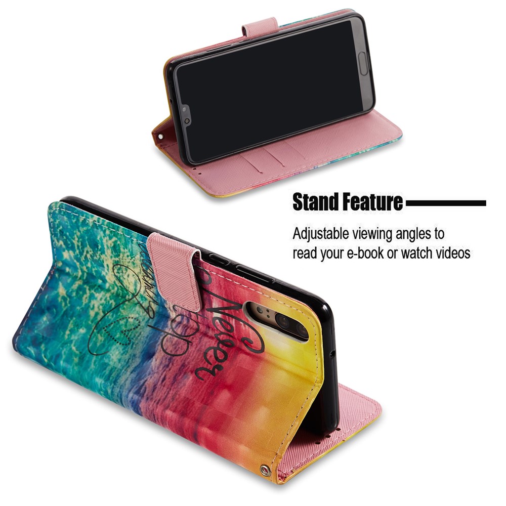 Pattern Printing PU Leather Protection Mobile Phone Shell for Huawei P20 - Never Stop Dreaming-3