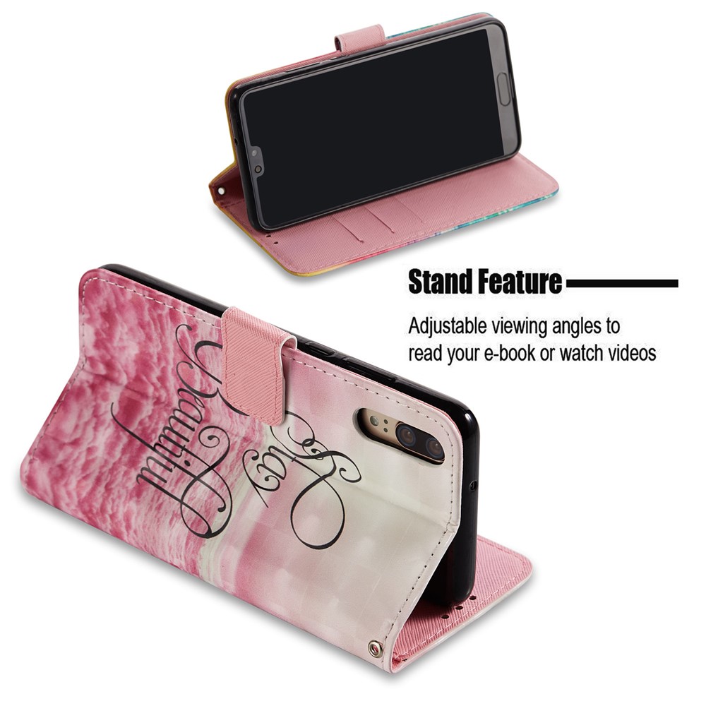 Pattern Printing Wallet Leather Phone Casing with Stand for Huawei P20 - Stay Beautiful-3