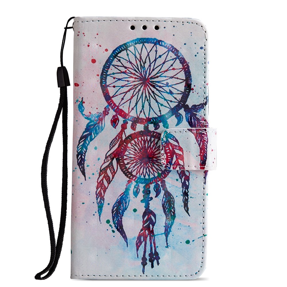 Pattern Printing Folio Flip Leather Wallet Case Cover Shell for Huawei P20 - Feather Dream Catcher-2