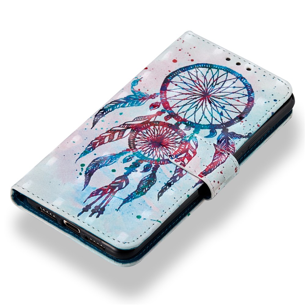 Motif Imprimement Folio Flip Cuir Portefeuille de Couverture de Boîtier Pour Huawei P20 - Catcher de Rêve en Plumes