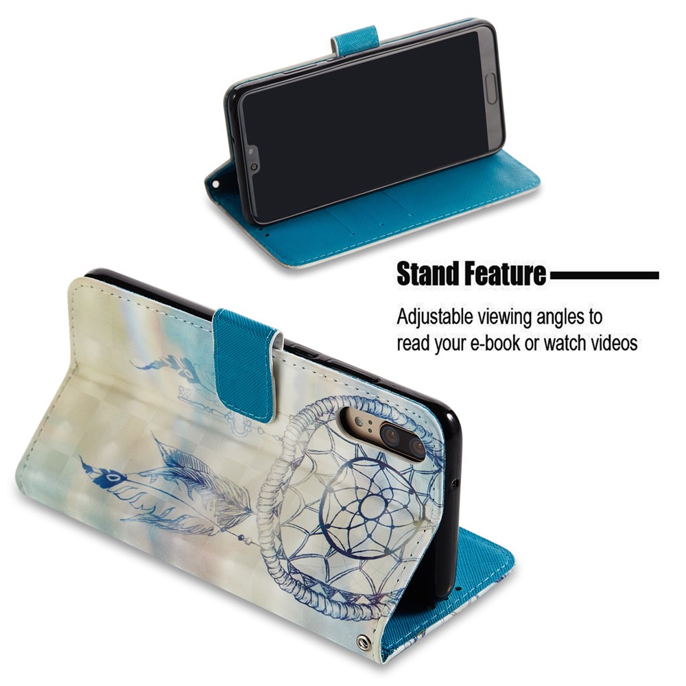 Pattern Printing Magnetic Leather Wallet Case Cover Shell for Huawei P20 - Dream Catcher-3
