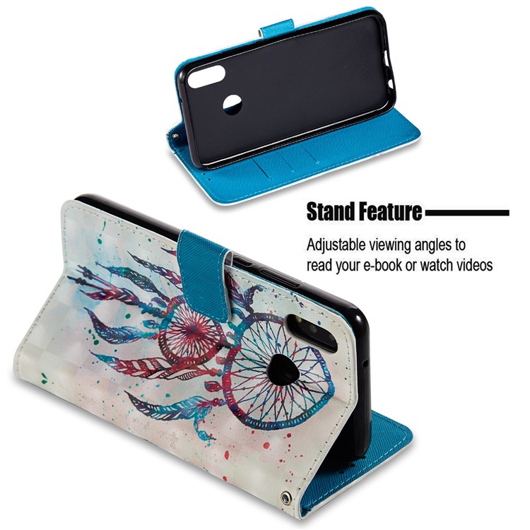 For Huawei P20 Lite / Nova 3e (China) Pattern Printing Leather Stand Magnetic Case - Colorful Dream Catcher-3