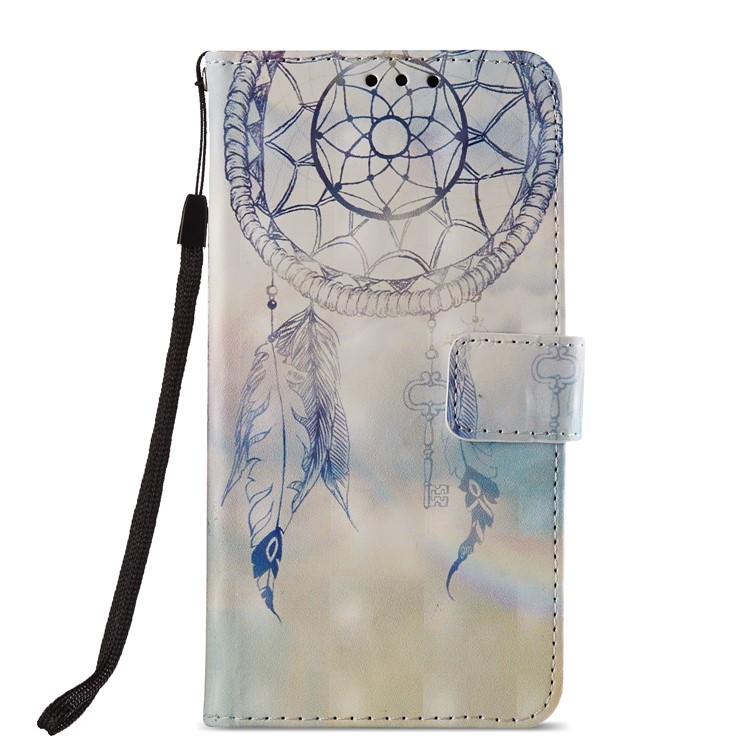 Para Huawei P20 Lite / Nova 3e (china) Estampado De Patrones De Cuero Soporte Magnético Cubierta - Atrapasueños-2