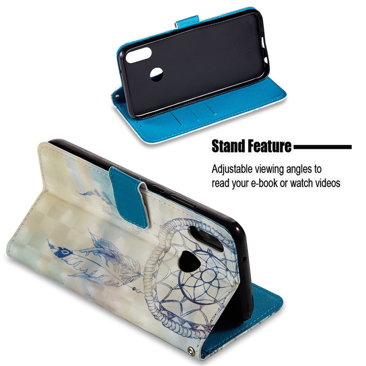Para Huawei P20 Lite / Nova 3e (china) Estampado De Patrones De Cuero Soporte Magnético Cubierta - Atrapasueños-3