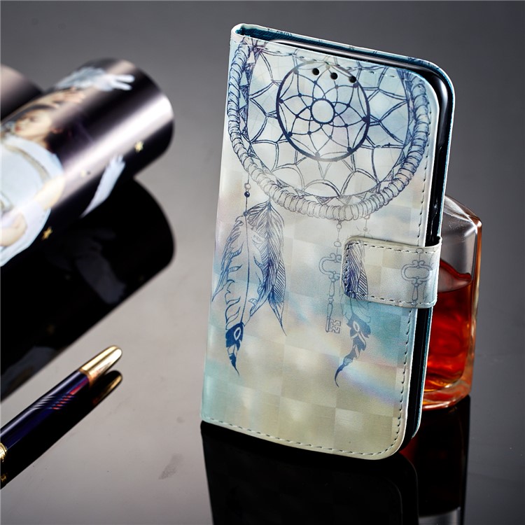 Para Huawei P20 Lite / Nova 3e (china) Estampado De Patrones De Cuero Soporte Magnético Cubierta - Atrapasueños-7