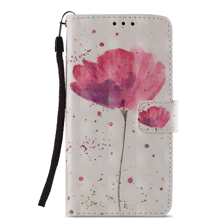 For Huawei P20 Lite / Nova 3e (China) Pattern Printing Leather Stand Magnetic Phone Cover - Rose Flower-2