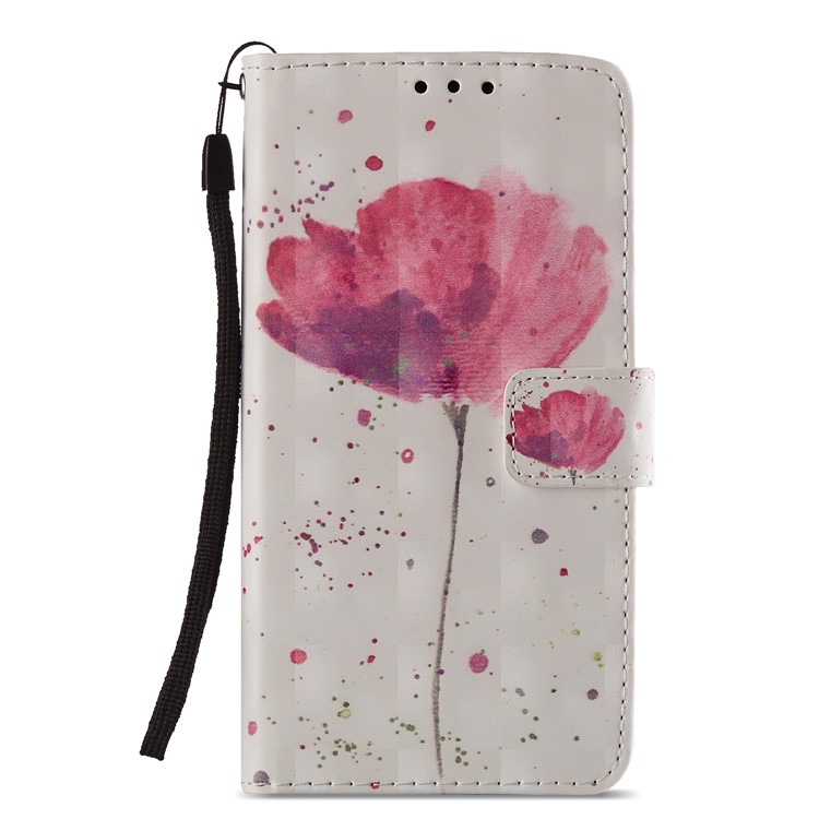 Для Huawei P20 Lite / Nova 3e (China) Pattern Printing Leather Stand Magnetic Phone Cover - Цветок Роза