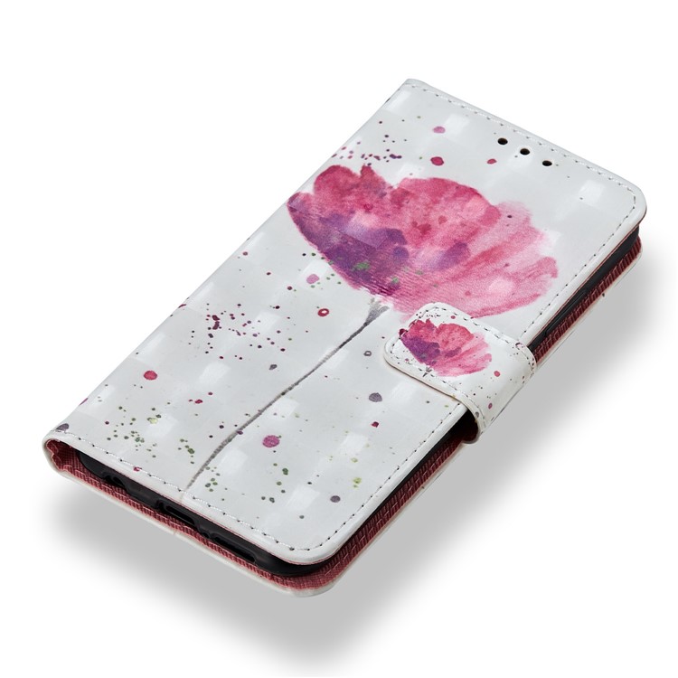 Para Huawei P20 Lite / Nova 3e (China) Impressão Padrão de Couro Tampa Magnética do Telefone - Flor Rosa