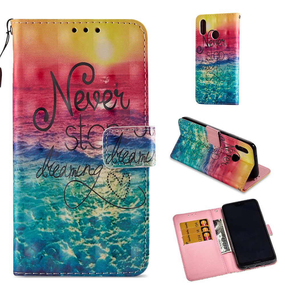Para Huawei P20 Lite / Nova 3e (china) Estampado De Patrones De Cuero Soporte Magnético Teléfono Móvil - Nunca Dejes De Aprender-1