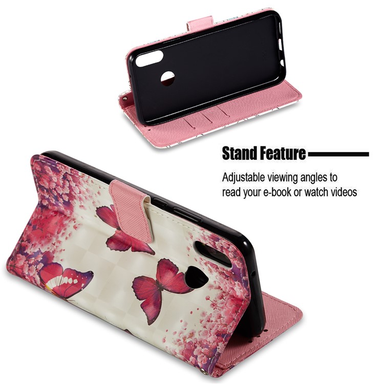 For Huawei P20 Lite / Nova 3e (China) Pattern Printing Leather Stand Magnetic Accessory Casing - Beautiful Butterfly-3