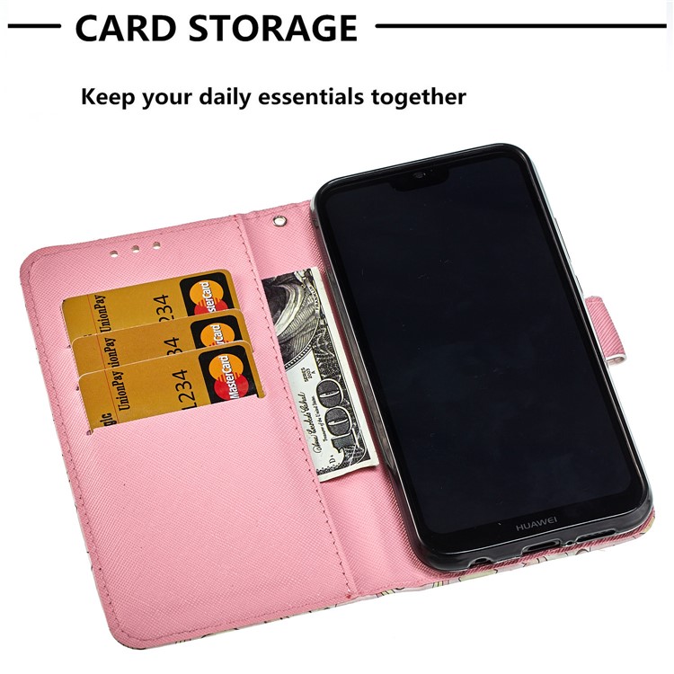 For Huawei P20 Lite / Nova 3e (China) Pattern Printing Leather Stand Magnetic Accessory Casing - Beautiful Butterfly-5