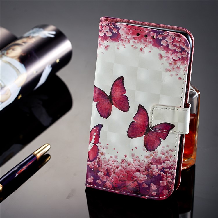 For Huawei P20 Lite / Nova 3e (China) Pattern Printing Leather Stand Magnetic Accessory Casing - Beautiful Butterfly-7