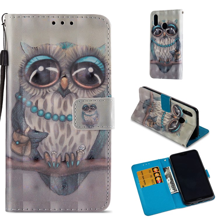 Per Huawei P20 Lite / Custodia Mobile Magnetica Con Supporto In Pelle Stampa Modello Nova 3e (porcellana) - Modello Di Gufo-1