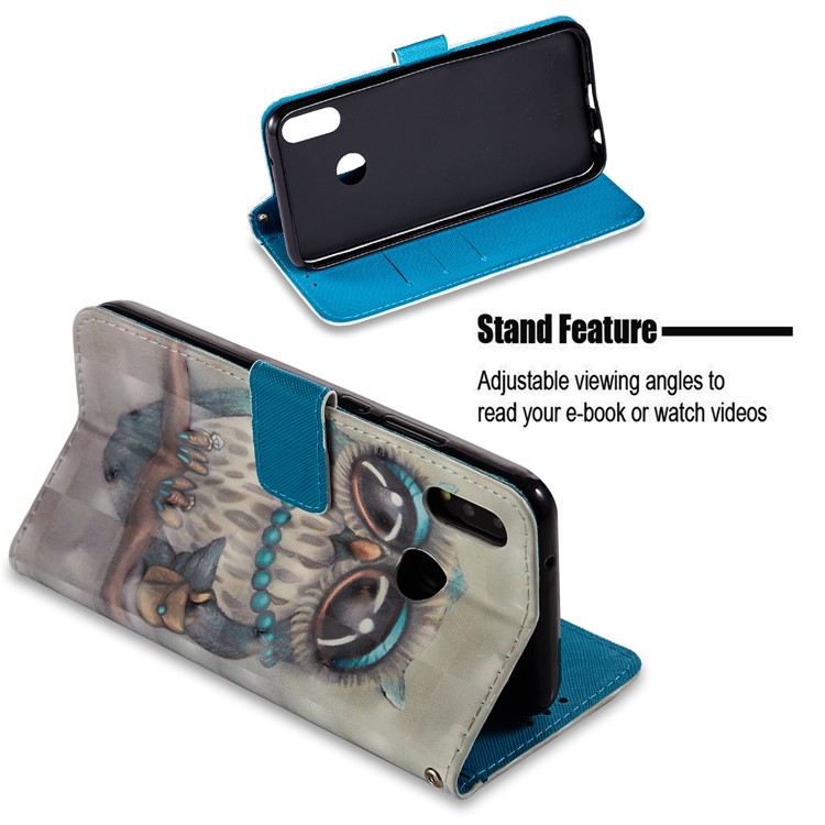 Per Huawei P20 Lite / Custodia Mobile Magnetica Con Supporto In Pelle Stampa Modello Nova 3e (porcellana) - Modello Di Gufo-3