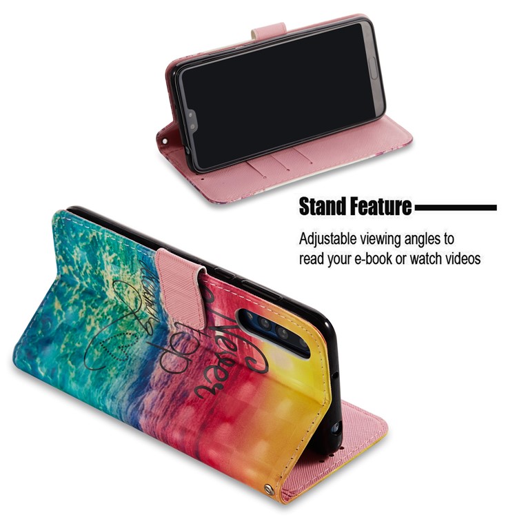 Pattern Printing Light Spot Decor Leather Stand Protective Phone Shell for Huawei P20 Pro - Never Stop Dreaming-5