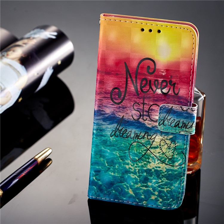 Pattern Printing Light Spot Decor Leather Stand Protective Phone Shell for Huawei P20 Pro - Never Stop Dreaming-13