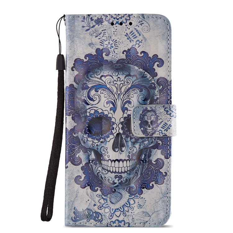 Pattern Printing Light Spot Decor Leather Stand Protective Phone Cover for Huawei P20 Pro - Skull-3