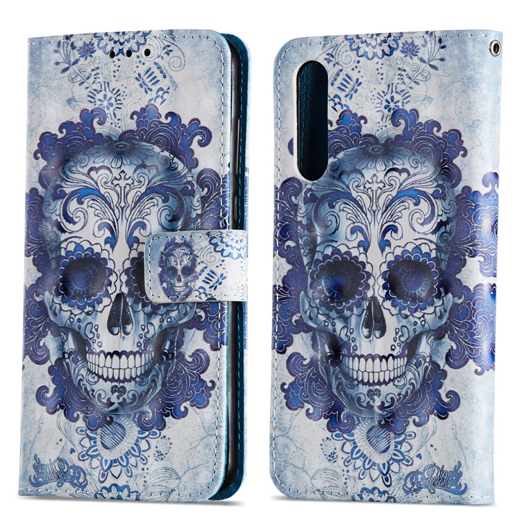 Pattern Printing Light Spot Decor Leather Stand Protective Phone Cover for Huawei P20 Pro - Skull-15