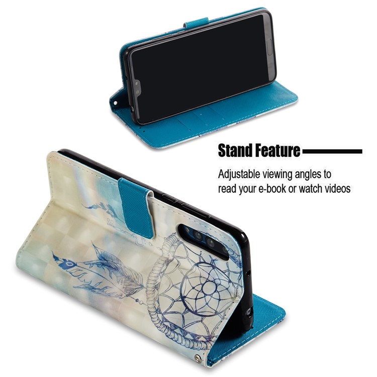 Pattern Printing Light Spot Decor Leather Stand Protective Phone Casing for Huawei P20 Pro - Dream Catcher and Feather-5