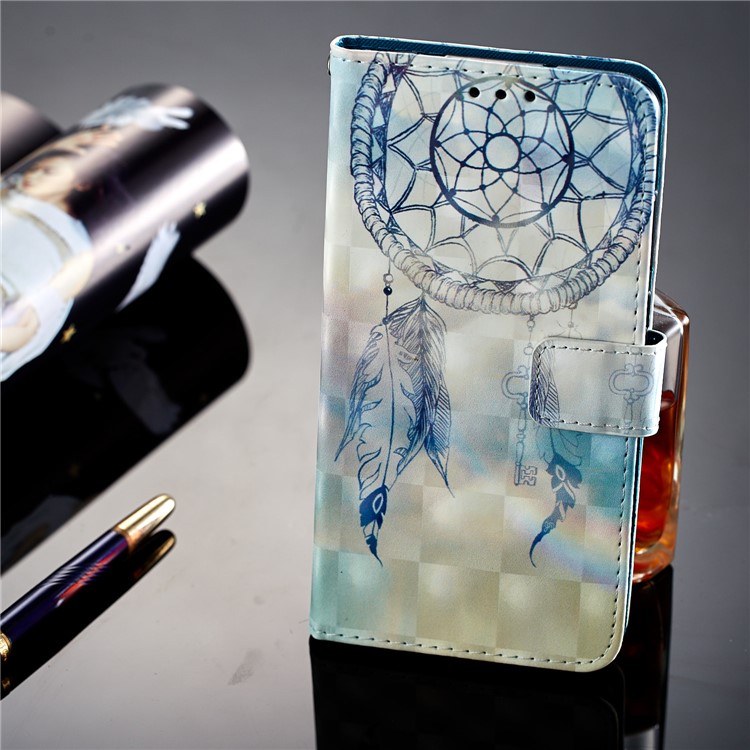 Pattern Printing Light Spot Decor Leather Stand Protective Phone Casing for Huawei P20 Pro - Dream Catcher and Feather-13