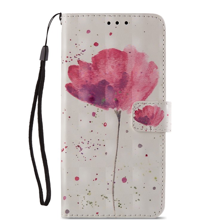 Pattern Printing Light Spot Decor Leather Stand Protective Cell Phone Cover for Huawei P20 Pro - Pink Flower-3