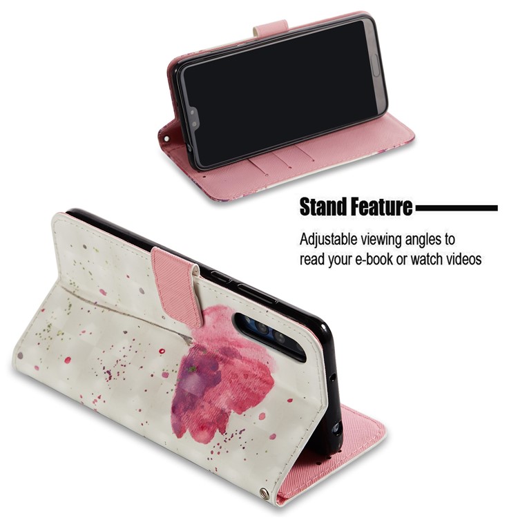 Pattern Printing Light Spot Decor Leather Stand Protective Cell Phone Cover for Huawei P20 Pro - Pink Flower-5