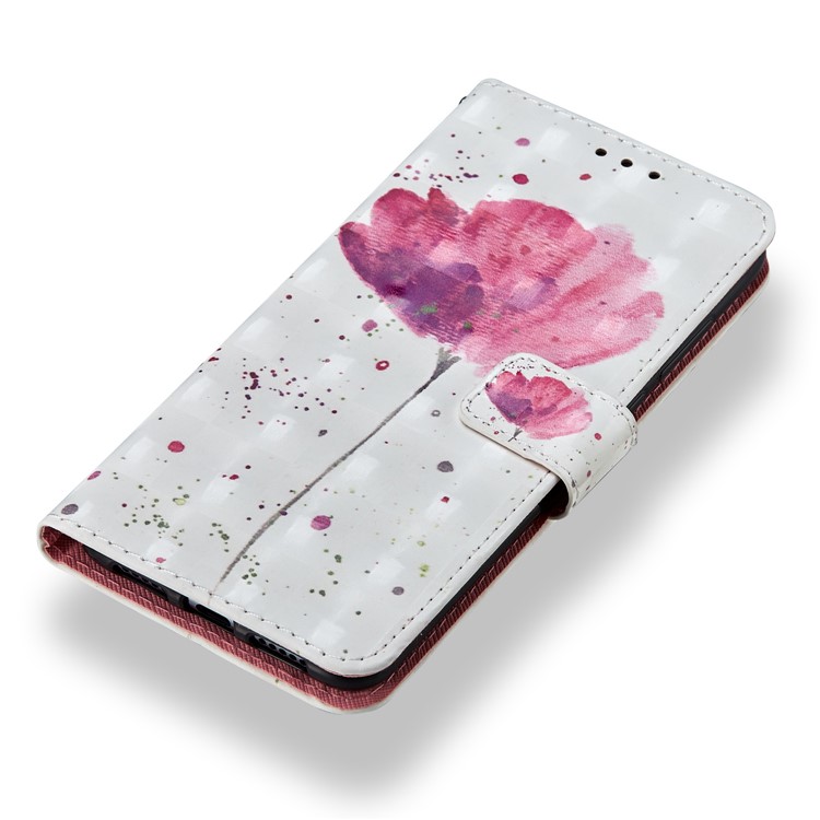 Pattern Printing Light Spot Decor Leather Stand Protective Cell Phone Cover for Huawei P20 Pro - Pink Flower-7