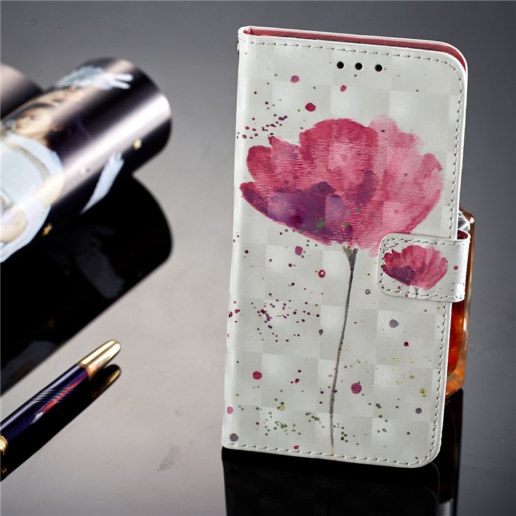 Pattern Printing Light Spot Decor Leather Stand Protective Cell Phone Cover for Huawei P20 Pro - Pink Flower-13