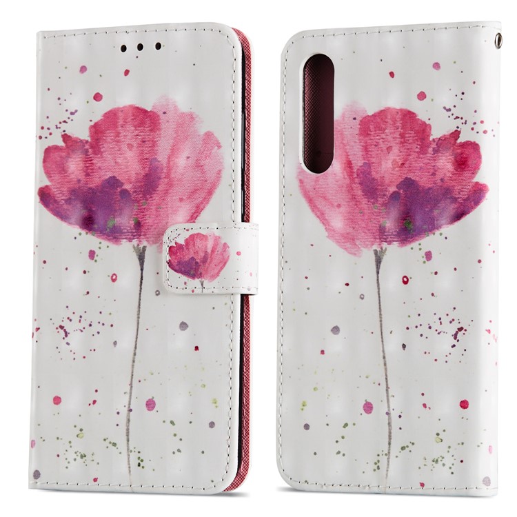 Pattern Printing Light Spot Decor Leather Stand Protective Cell Phone Cover for Huawei P20 Pro - Pink Flower-15