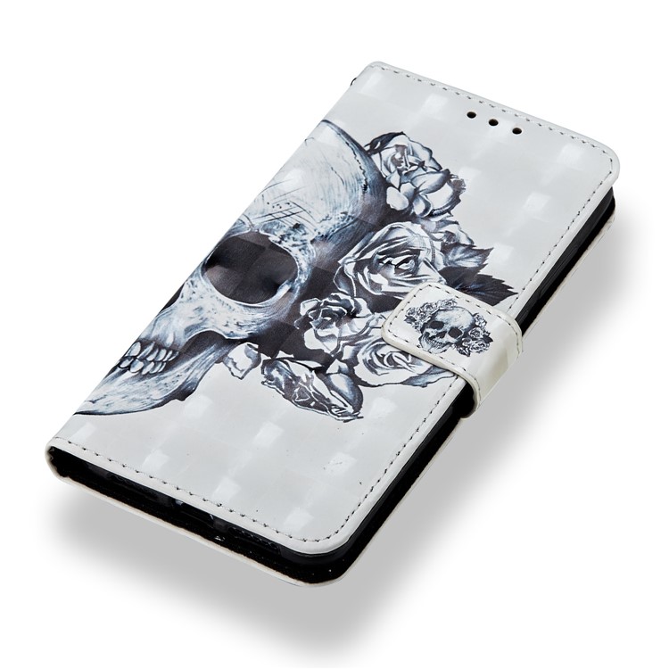 Pattern Printing Light Spot Decor Leather Stand Protective Shell for Huawei P20 Pro - Rose Skull-7