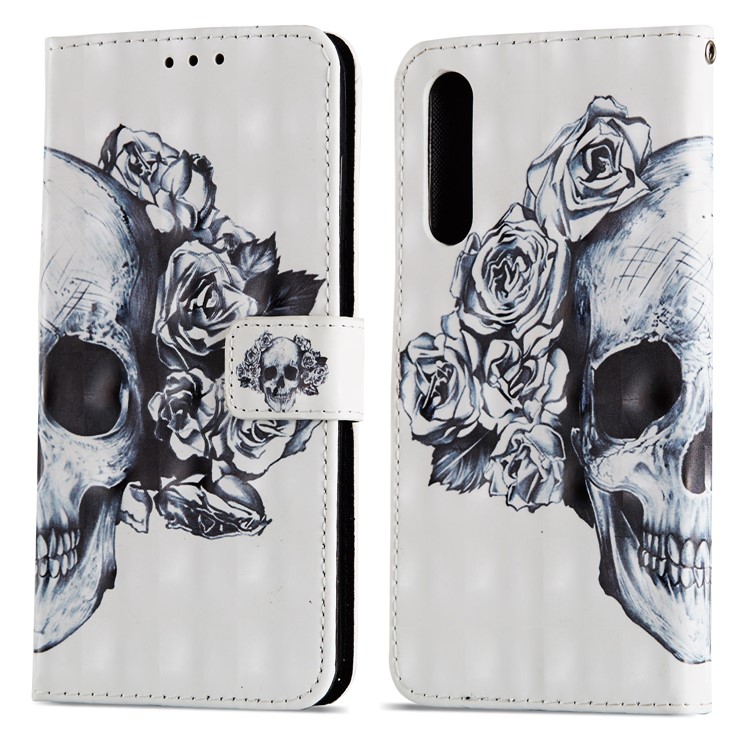 Pattern Printing Light Spot Decor Leather Stand Protective Shell for Huawei P20 Pro - Rose Skull-13